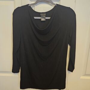 Classiques Entier Black Draped Neck Long-Sleeve Blouse
